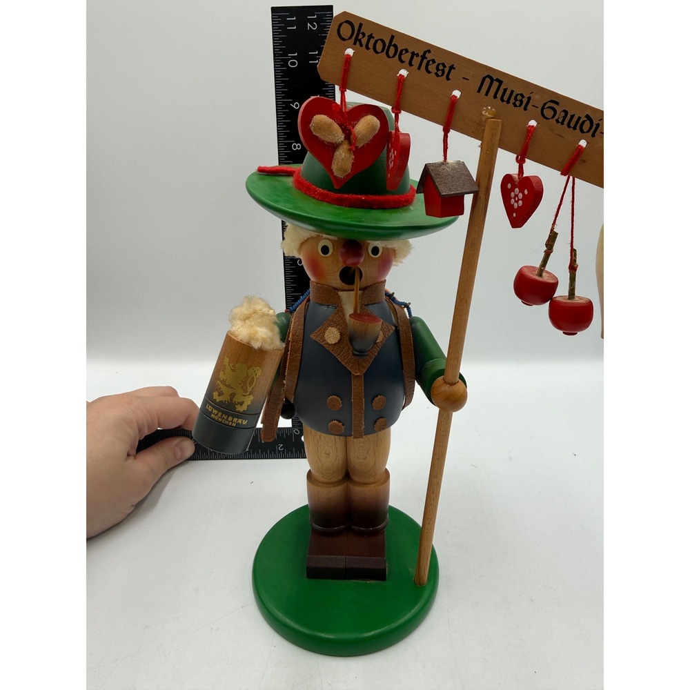 Steinbach Oktoberfest Smoker Music Box Ein Prosit West Germany Wooden Folk Art - Picture 8 of 8